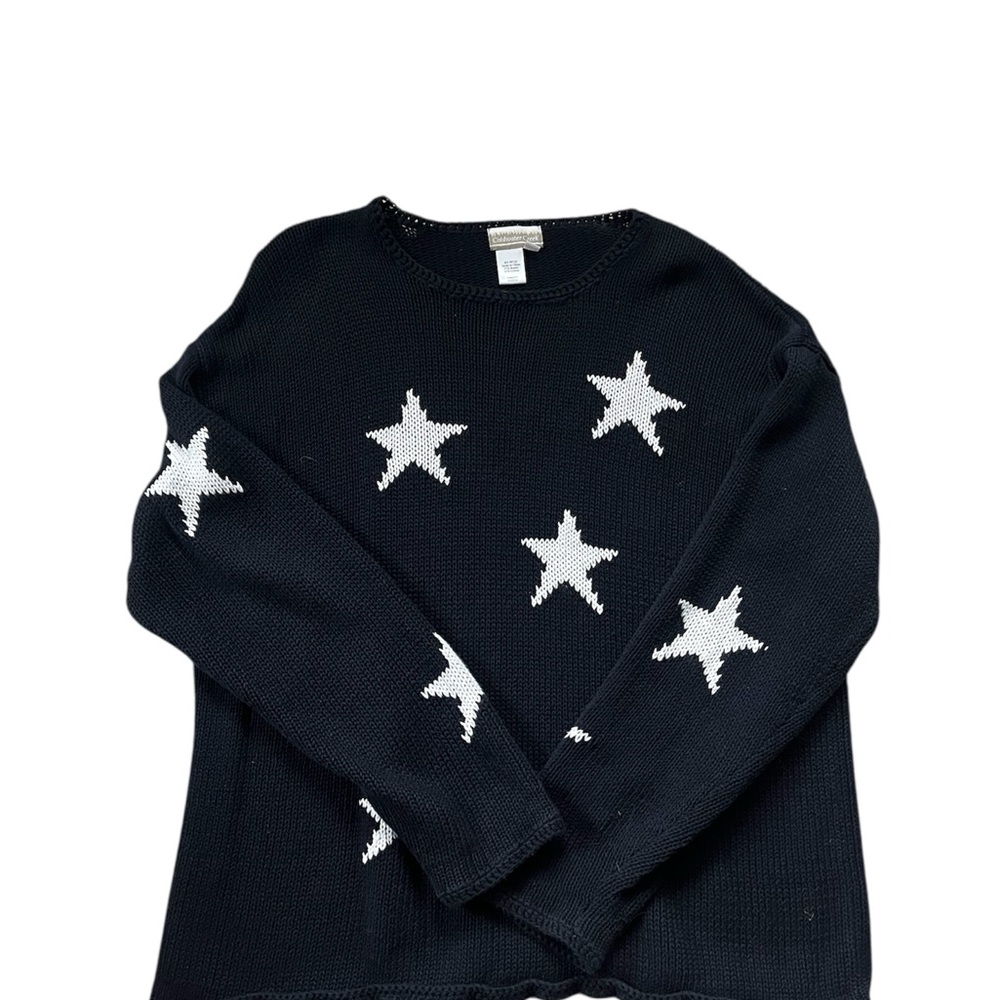 Oversized Black Sweater with White Stars